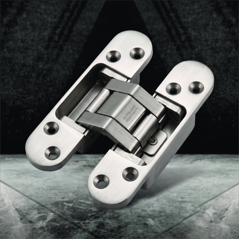 Falcon Export Hub's Hinges include S.S 304 ball-bearing door hinges and soft-close 2D/3D auto hinges for cabinets, built for smooth, long-lasting operation.
