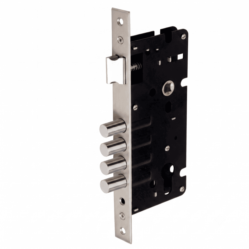 Falcon Export Hub's Mortice Locks are precision-built lock bodies available in Black and SS finish, including bullet-latch and standard backset variants for reliable door security.