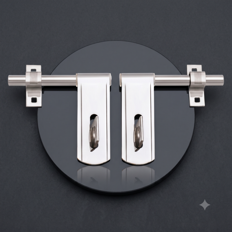 S.S Aldrops from Falcon Export Hub are heavy-duty door bolts available in 10", 12" and 14" sizes across SS, Antique and Brass finishes, including floral and textured design options.